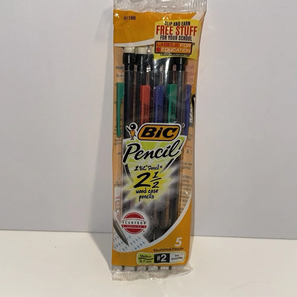 2010 BIC Mechanical Pencils #2 Lead 0.7 mm 5 Count Sealed Pack‎ Made In Mexico